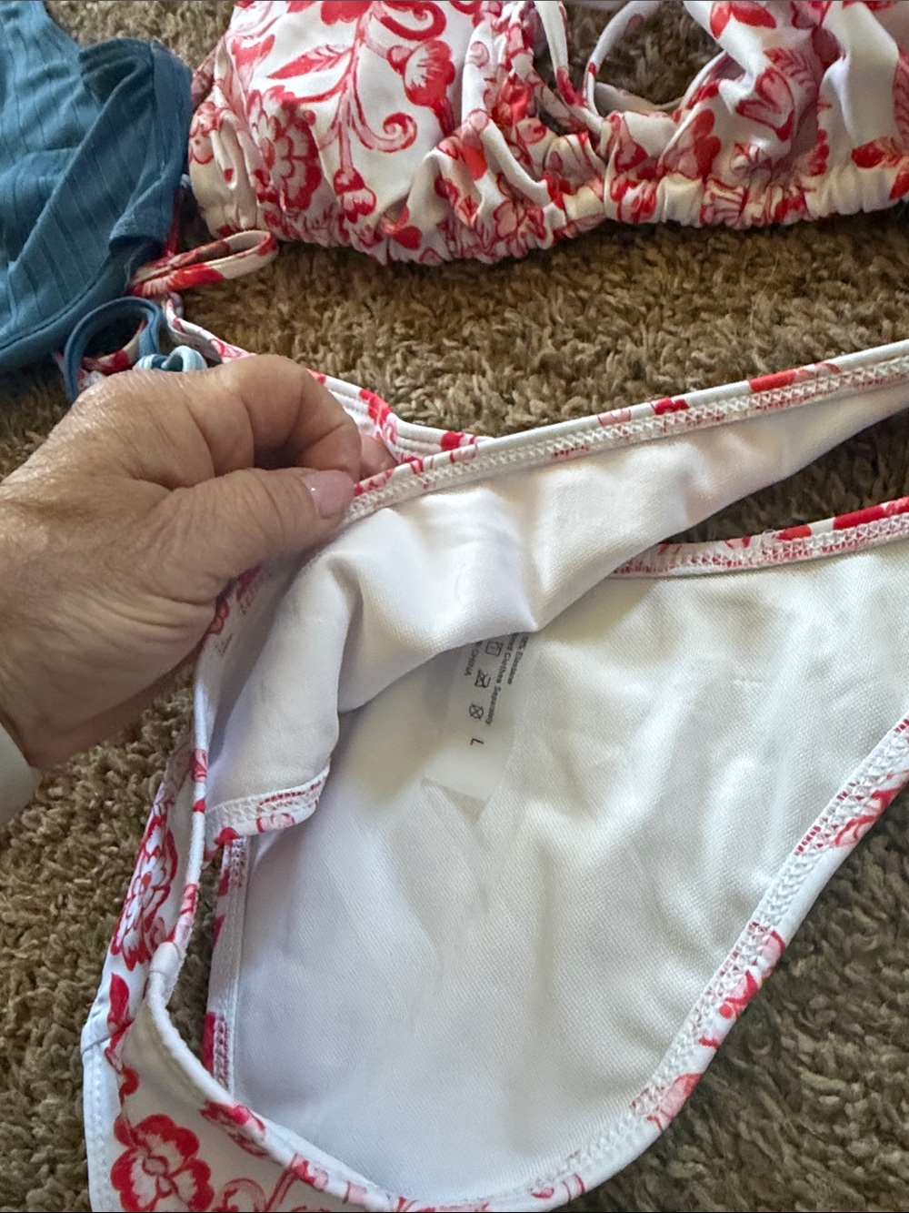 Reversible Blue Ribbed Tie-Side Bikini Set - Picture 4 of 7